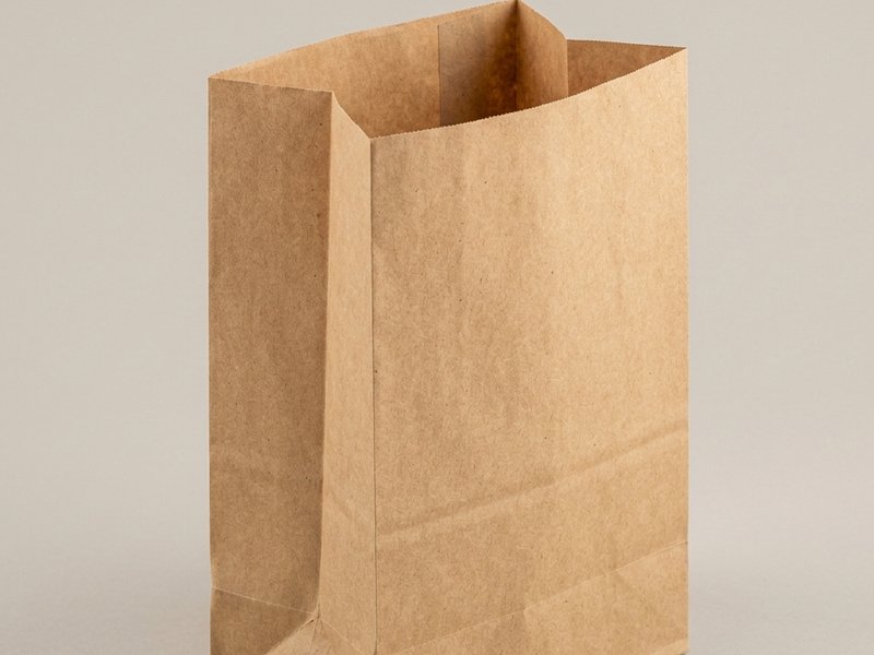 V bottom paper bag standalone product shot on neutral grey background